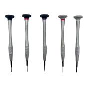 Assortiment de tournevis manches chromés (3 plats + 2 cruciformes)