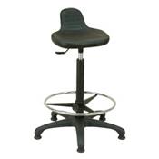 Tabouret anatomique pneumatique avec dossier base chrome  patins 