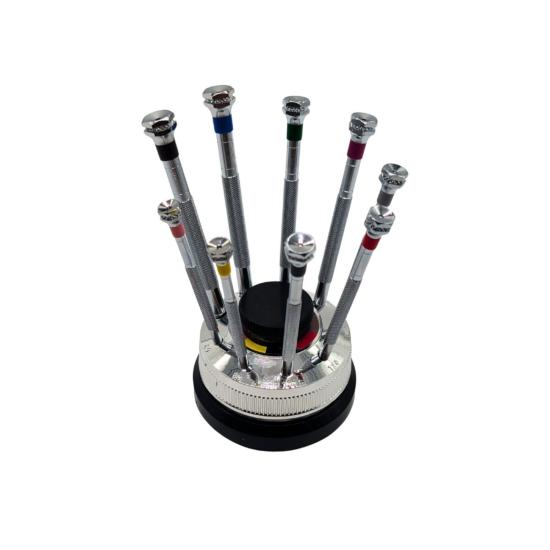 Assortiment de tournevis sur socle tournant
