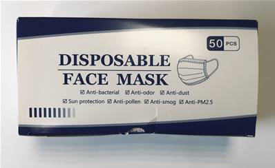 Lot de 50 masques jetables 3 plis non tissés